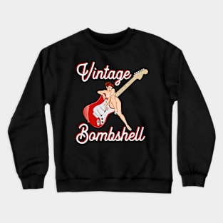 Classic Mid Century Pin-Up Girl and Electric Guitar - Vintage Bombshell Crewneck Sweatshirt